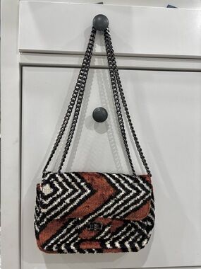 Wolf and Willa Woven Chevron Shoulder Bag in Brown and Black